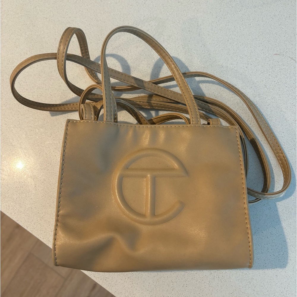 USED Cream/Nude small telfar bag.